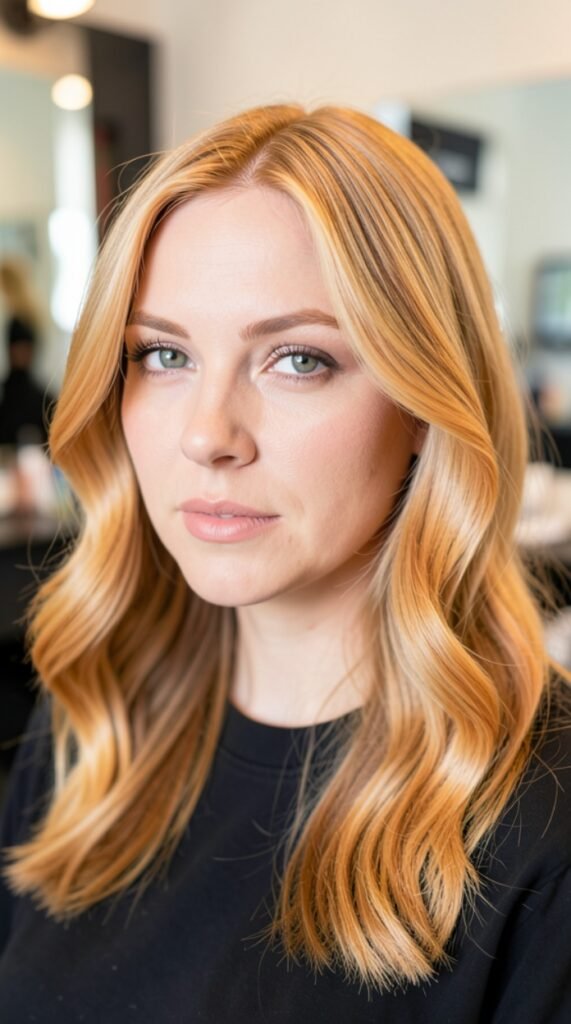 Golden Amber Slice Hair Lowlights Color Ideas Hairstyle
