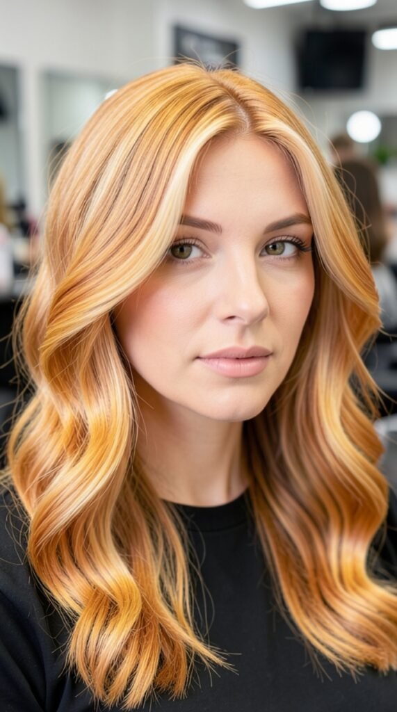 Golden Amber Slice Hair Lowlights Color Ideas Hairstyle