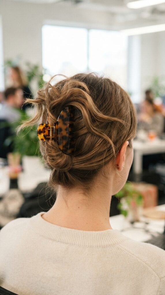 Tortoiseshell Claw Clip Updo Fall Office Hairstyles 2026 Professional Hair