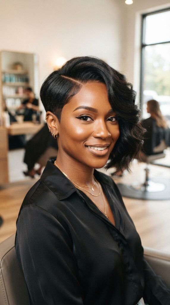 Asymmetrical Pixie Cut Side Part Hairstyles Black Women Idea