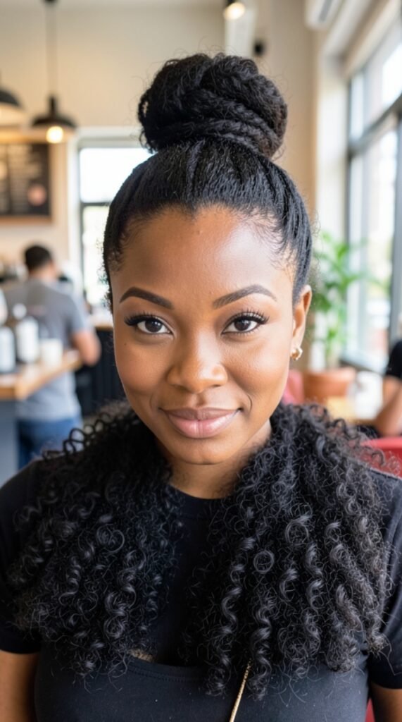 Half-Up Half-Down Afro Hairstyle