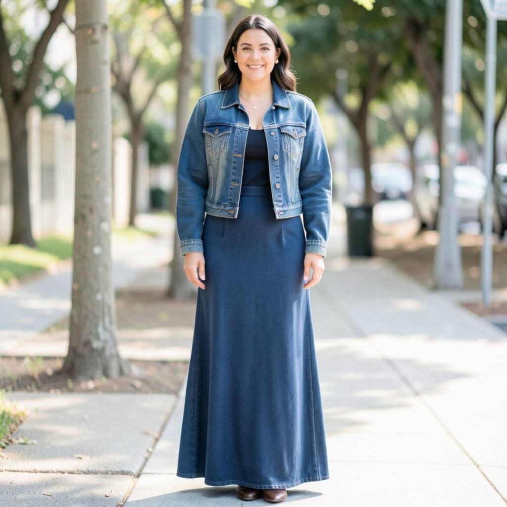 .Denim Jacket & Maxi Dress