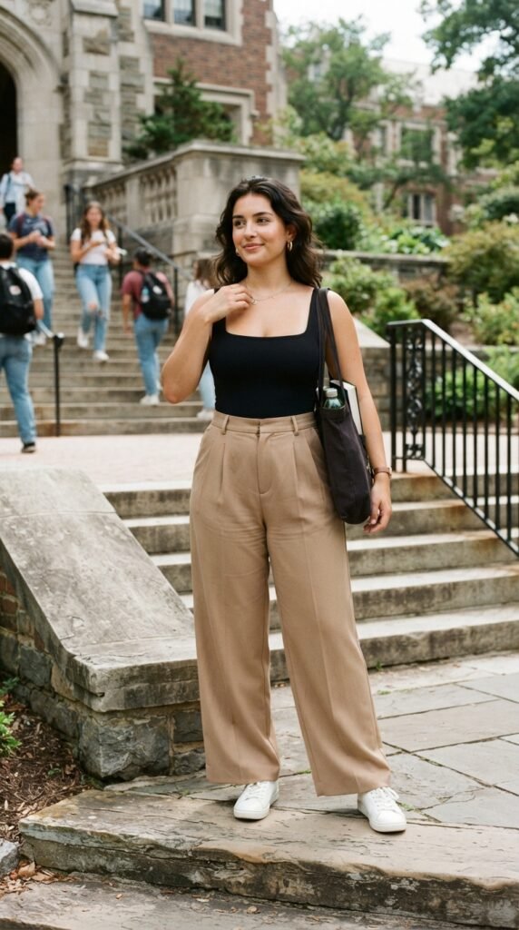 The Square Neck Bodysuit and Trouser Back to School Outfit
