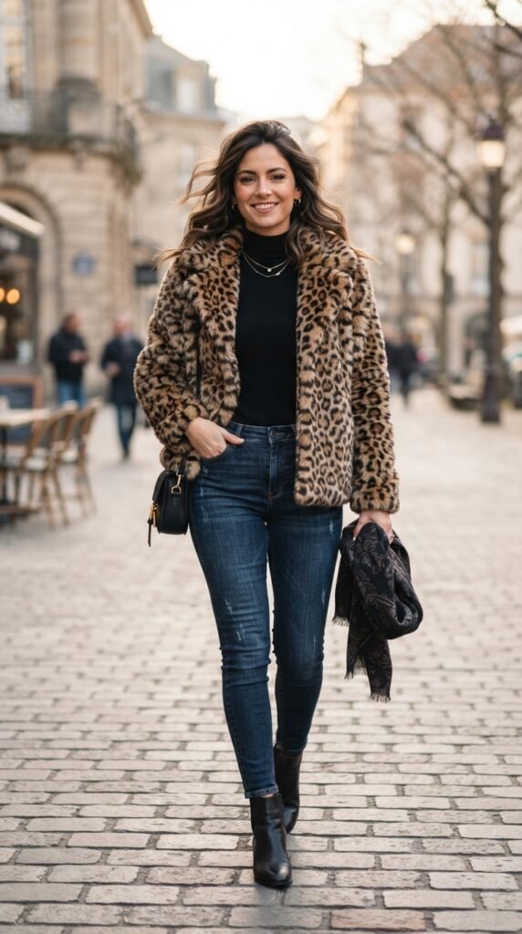 Bold Leopard Print Shaggy Jacket Outfit Ideas Stylish Looks Hairstyle