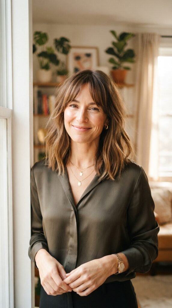 Soft Curtain Bangs Lob Fall Office Hairstyles 2026 Professional Hair