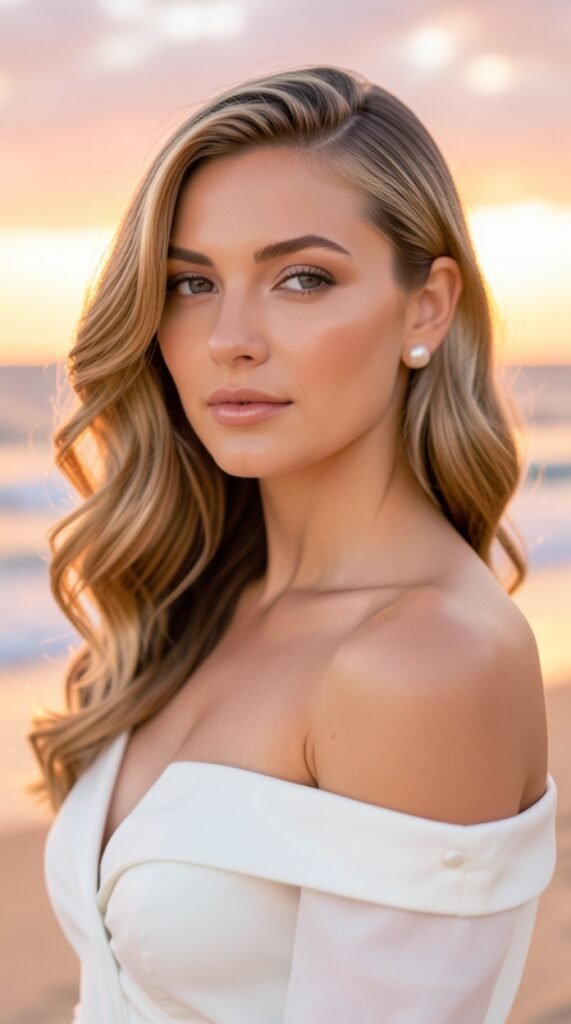 Wet-Look Side Part Hairstyles Beach Waves