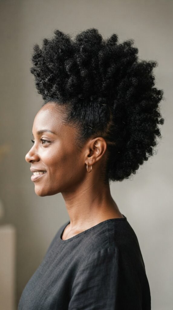 Afro Hawk Hairstyle with Sleek Sides