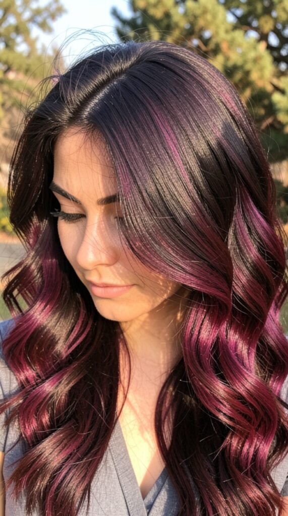 Rich Mahogany Plum Hair Lowlights Color Ideas Hairstyle