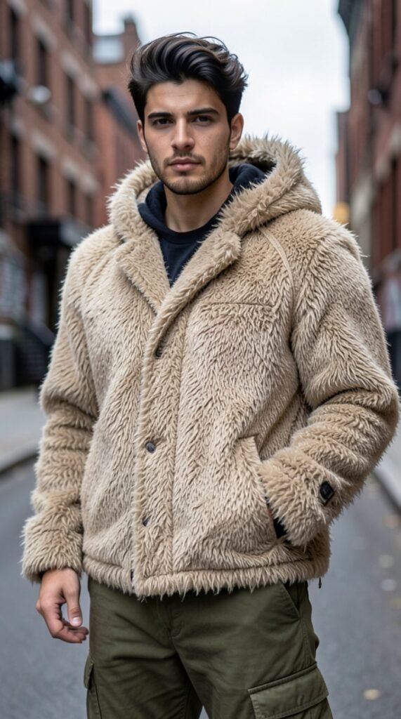 Edgy Hooded Shaggy Jacket Outfit Ideas Stylish Looks Hairstyle
