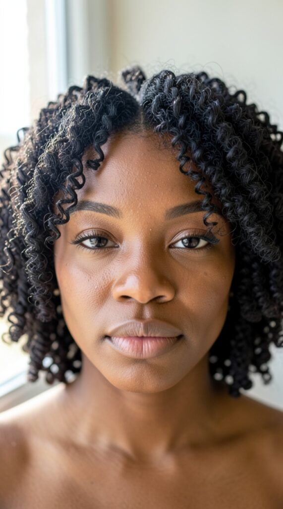 Coily Finger-Coil Afro Hairstyle