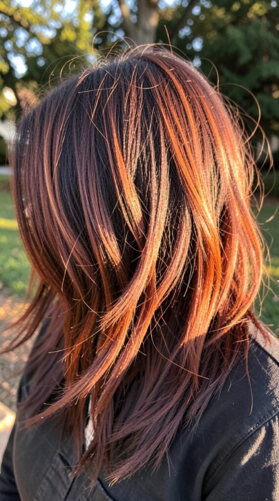 Cinnamon Spice Highlight Balayage Hairstyle