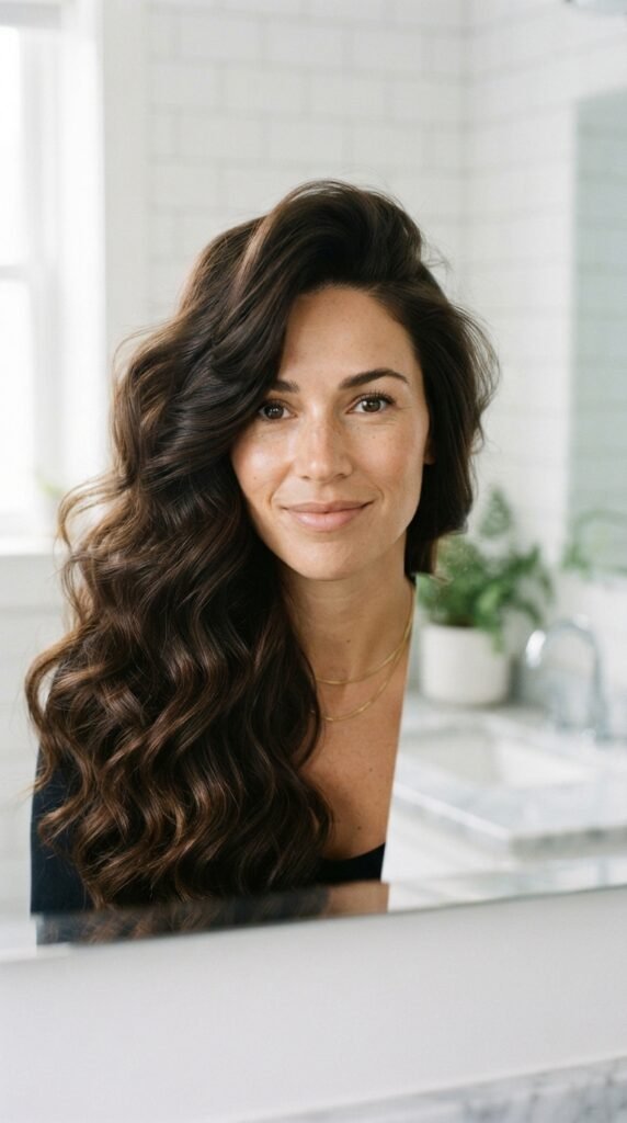 Deep Side-Part S-Wave Body Waves Hairstyle
