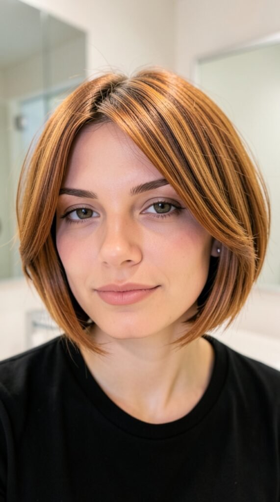 Warm Caramel Micro Bob Fall Hairstyles for Short Hair 2026 Hairstyle