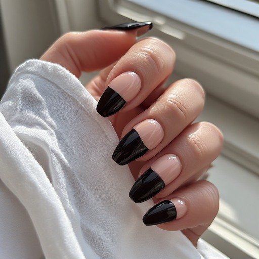 High-Shine Espresso French Coffin Nails