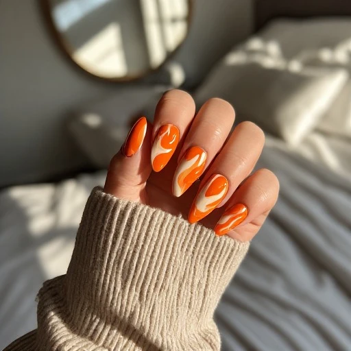Pumpkin Spice Swirls Coffin Nails