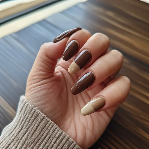 Chocolate Brown Gradient Coffin Nails