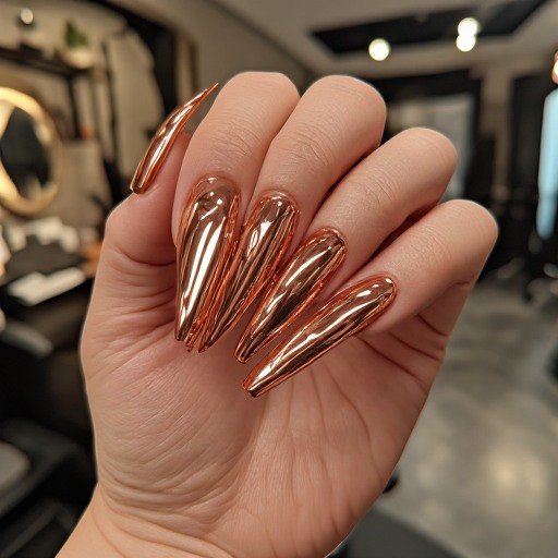Copper Chrome Eclipse Coffin Nails
