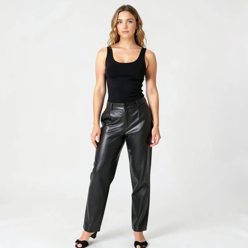 Black Bodysuit and Faux Leather Pants