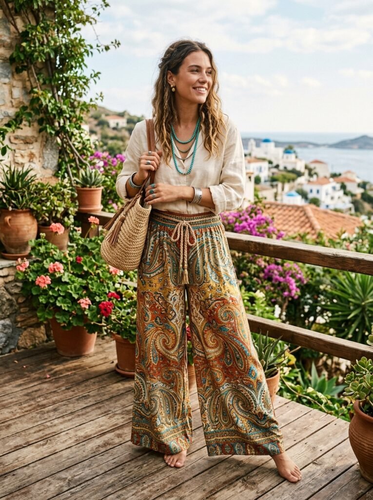 Boho Paisley Print Trousers