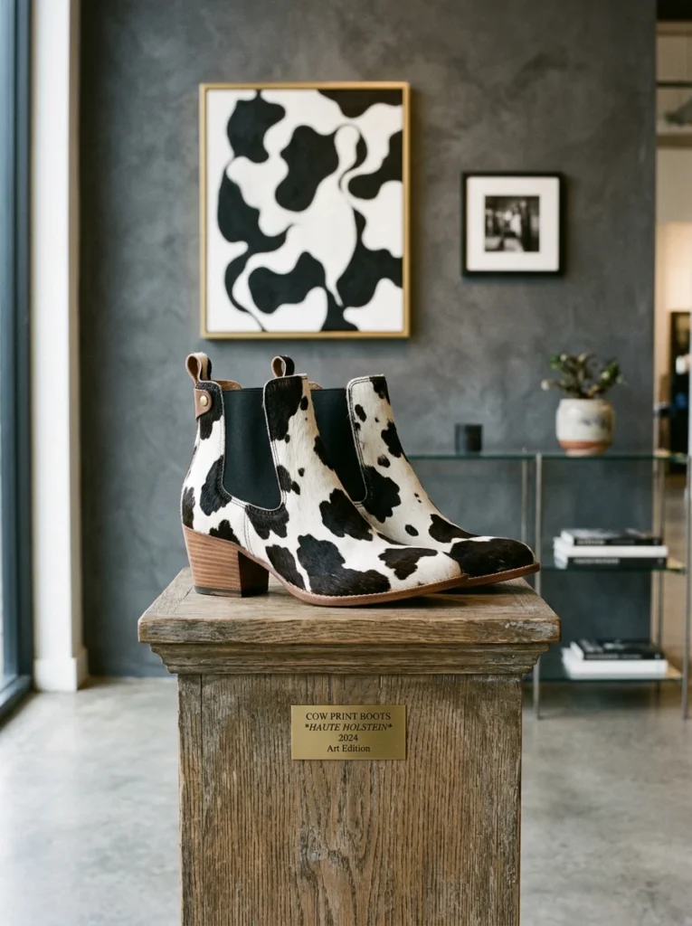 Bold Cow Print Boots Art
