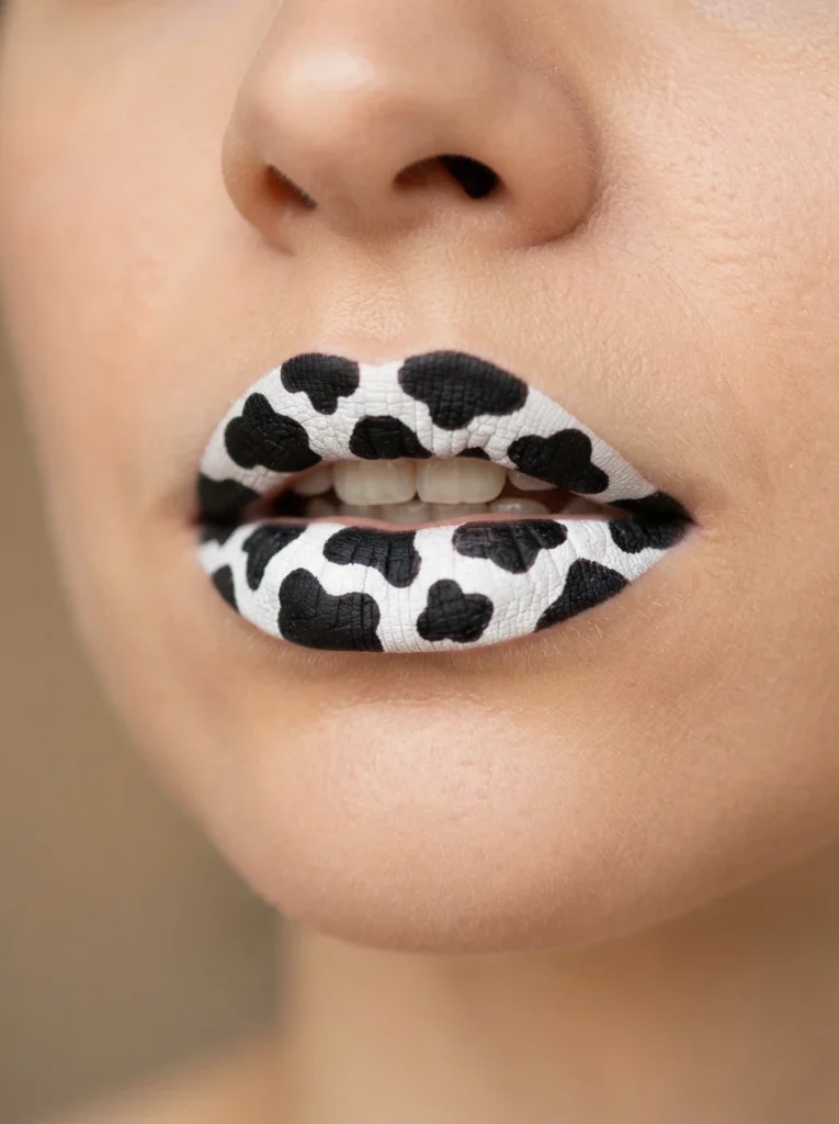 Bold Cow Print Lip Art