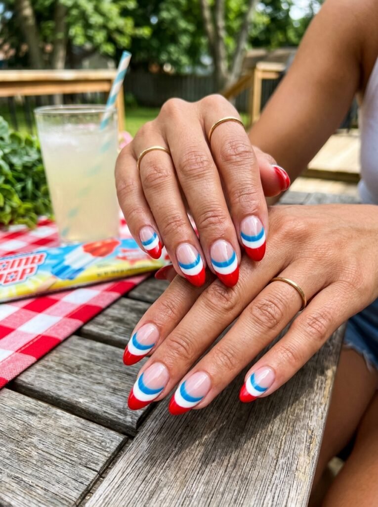  Bomb Pop Twist on French Tips