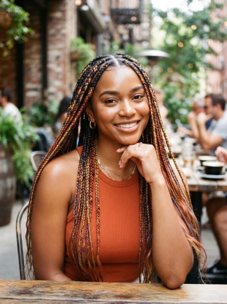2. Box Braids with Beads
