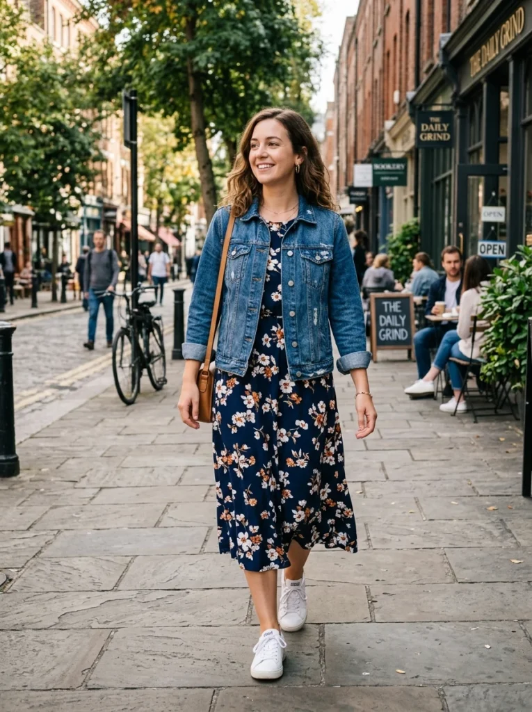 Casual Midi Dress and Denim Jacket