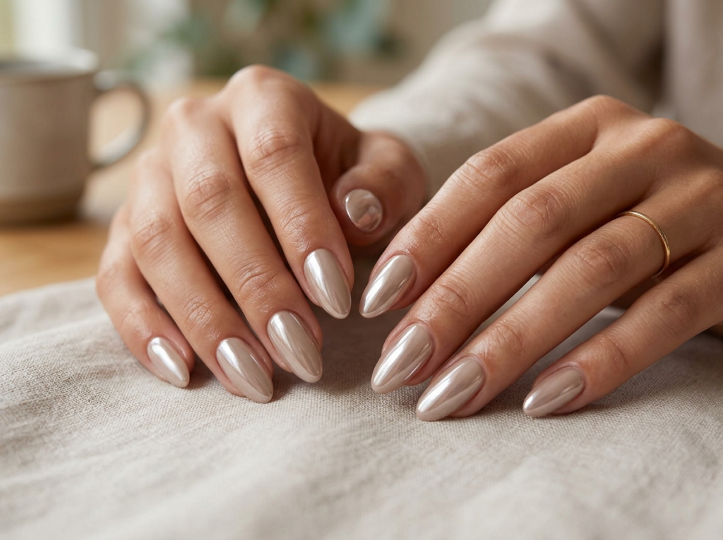 Chrome Nude Nails