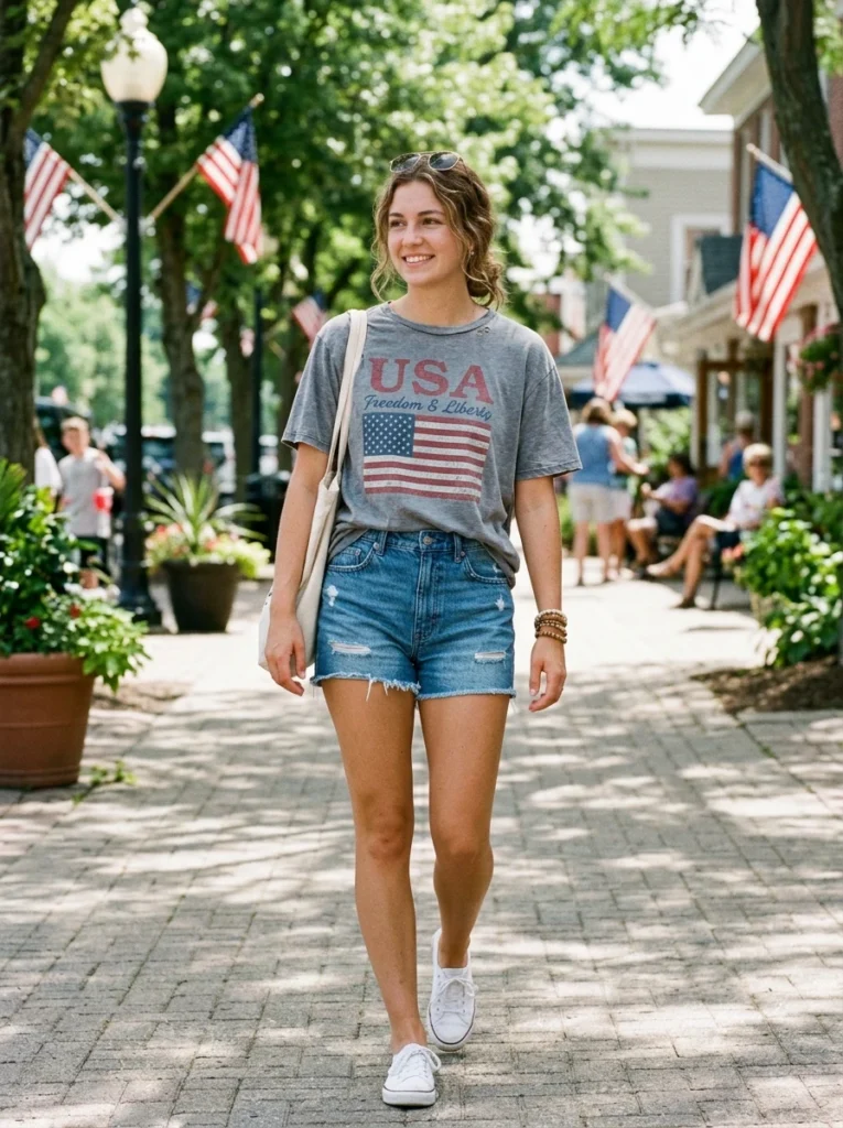 Classic-Denim-Cut-offs-and-Patriotic-Graphic-Tee
