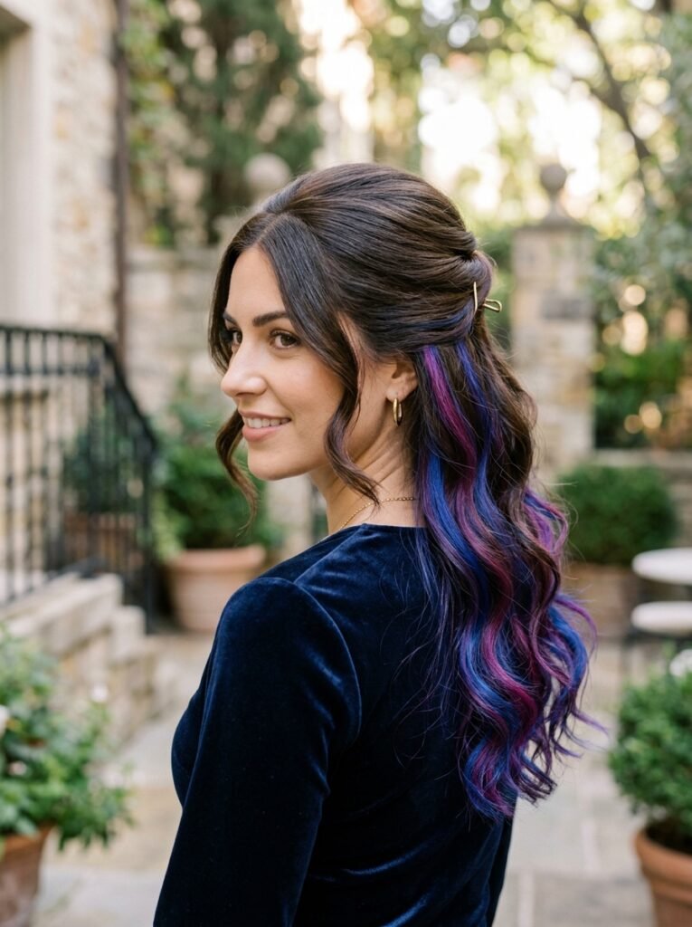  Classy Half-Up Half-Down Style with Vibrant Underlights