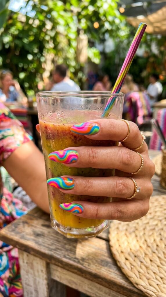 Colorful Swirl Nail Art
