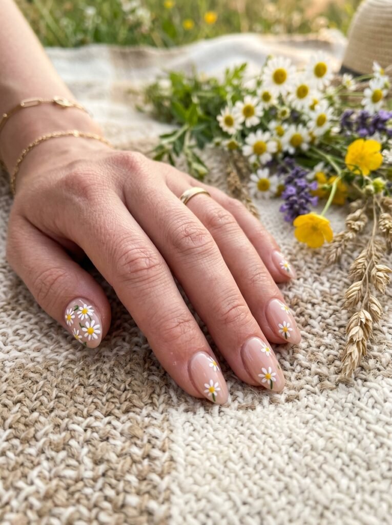Daisy Flower Nail Art