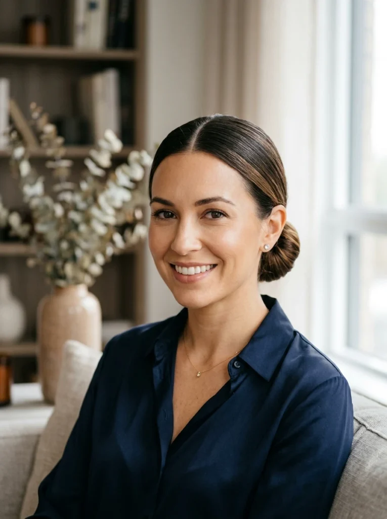  Sleek Middle Part Low Bun