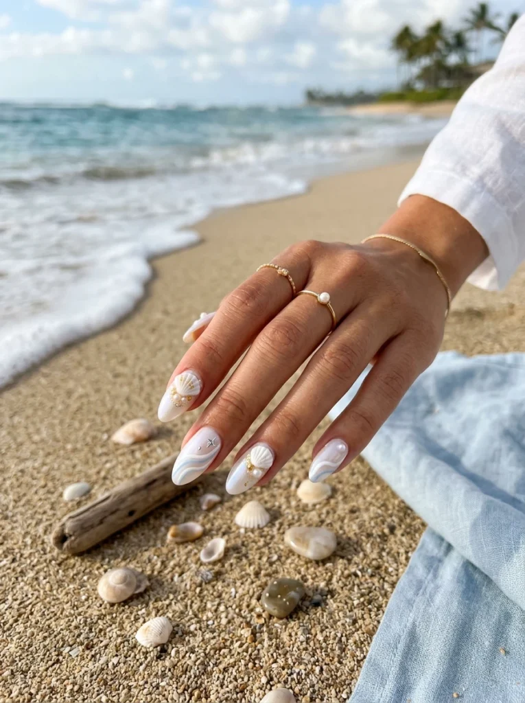 . Delicate White Seashell Accent 