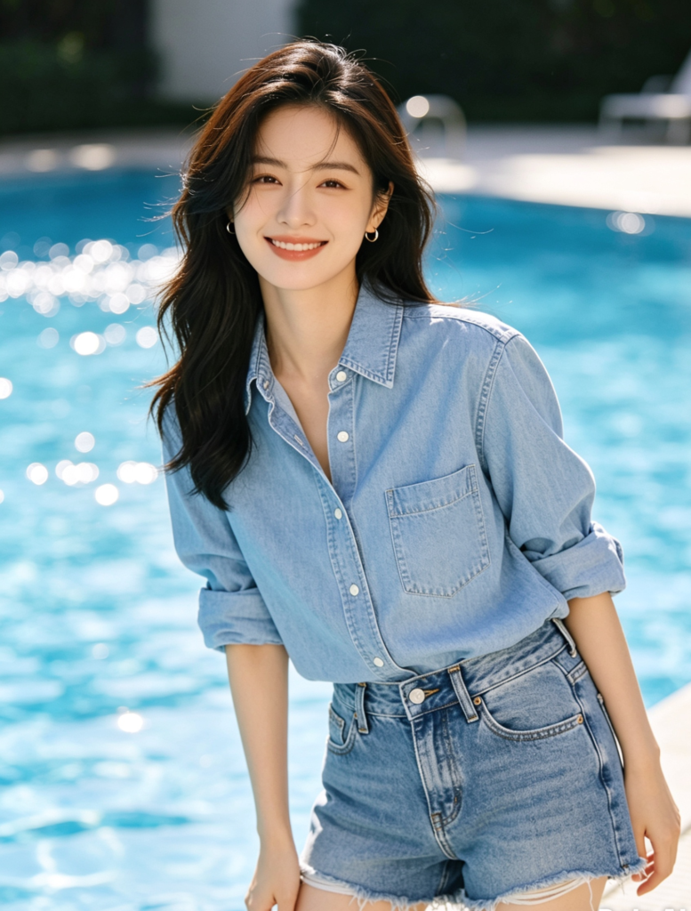 Denim Shorts and Button-Down