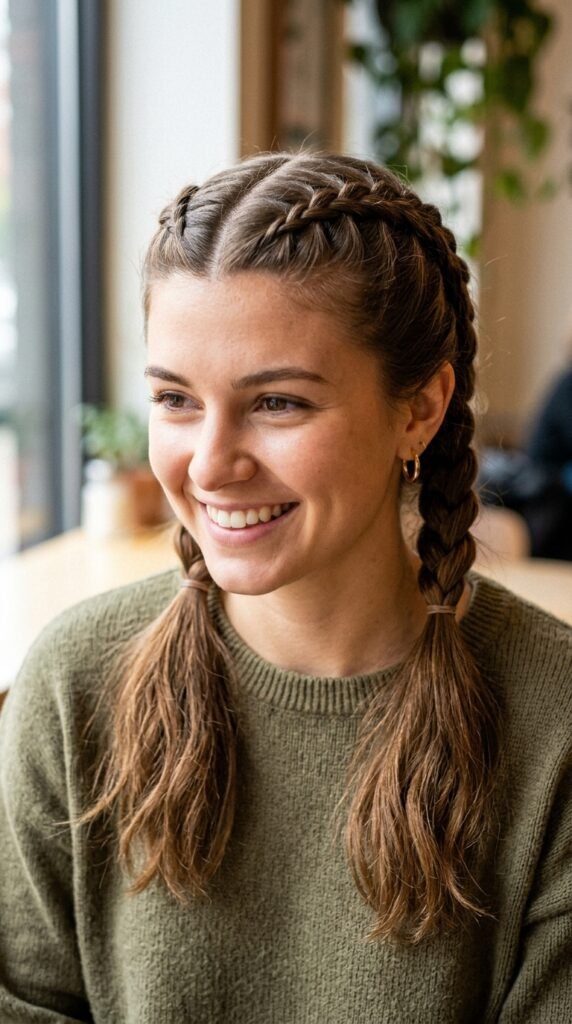 Double Braided Pigtails Hairstyle