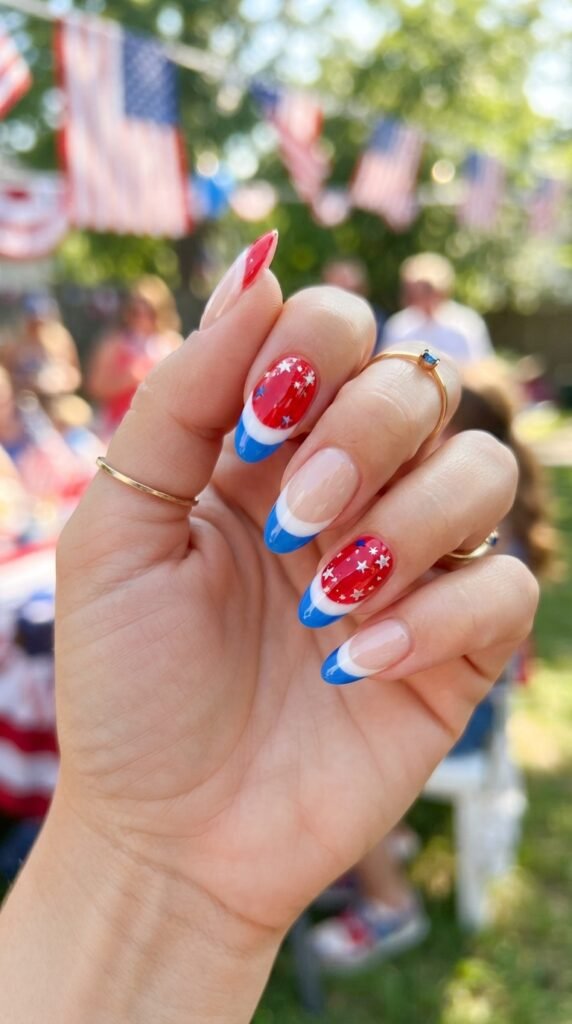 Double French Tip Bomb Pop 4th Nails