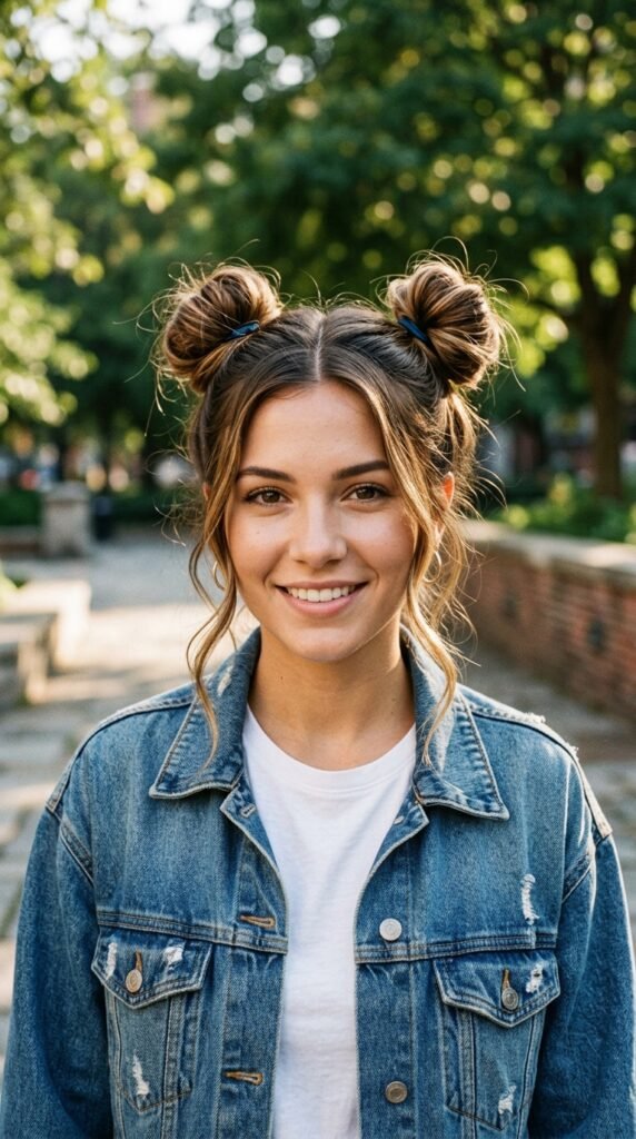 Double Space Buns Hairstyle