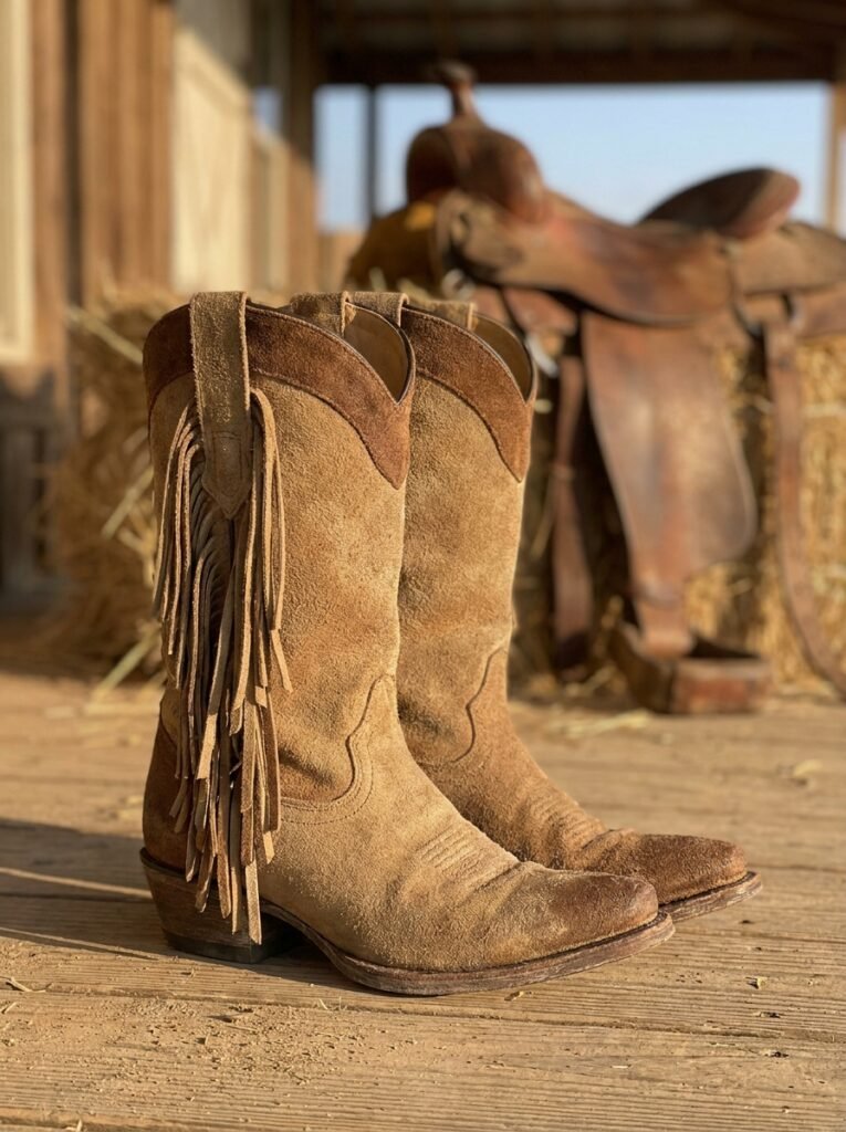Earthy Suede Fringe Boots