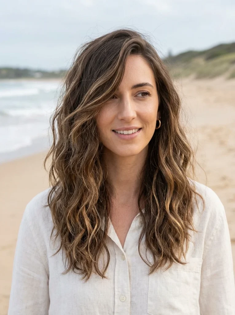 Effortless Beach Waves with a Deep Side Part