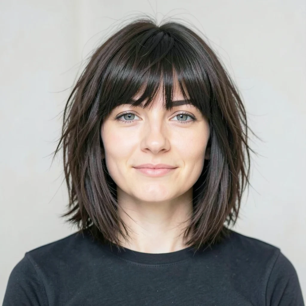 Effortless Choppy Bob with Bangs