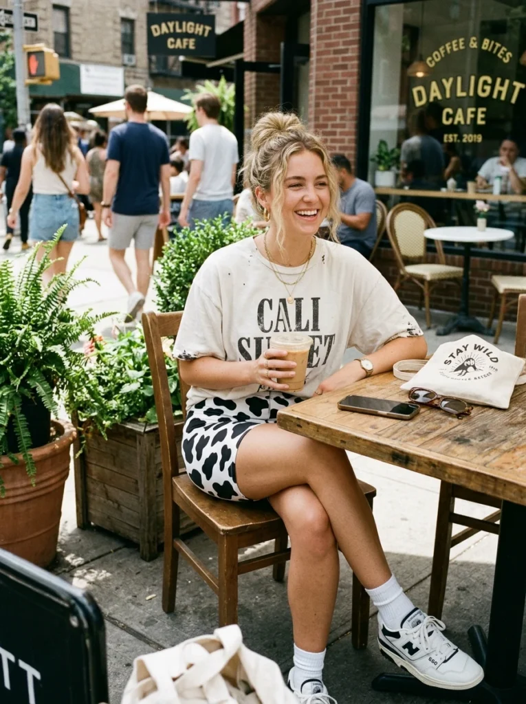 Effortless Cow Print Biker Shorts