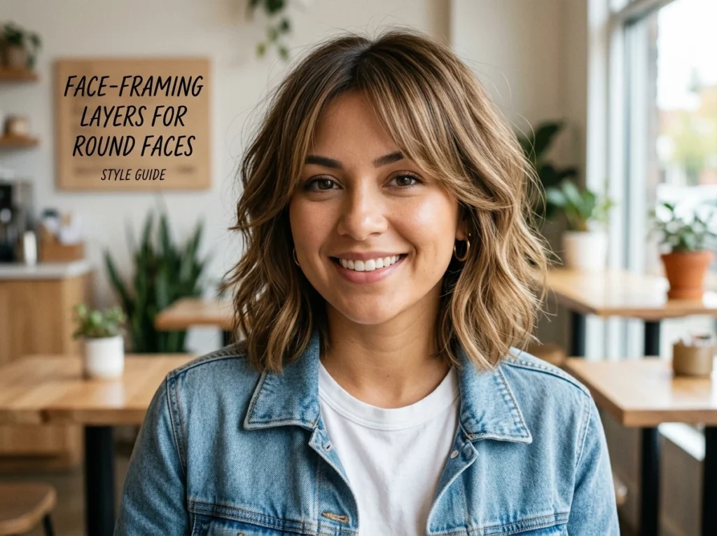 Face-Framing Layers Round Face Hairstyles