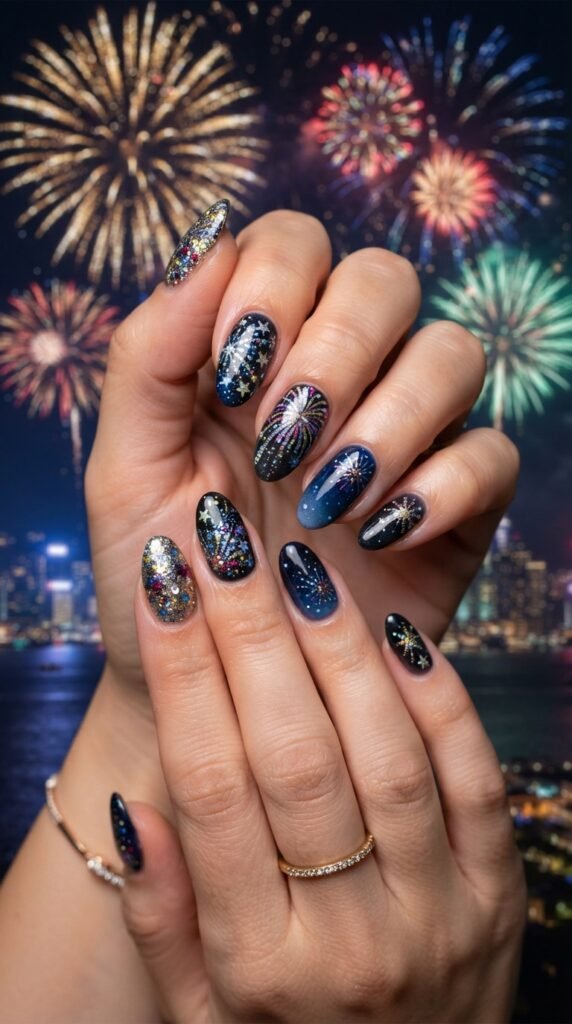 Fireworks Glitter Nails