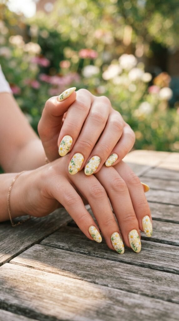 Floral Daisy Nails