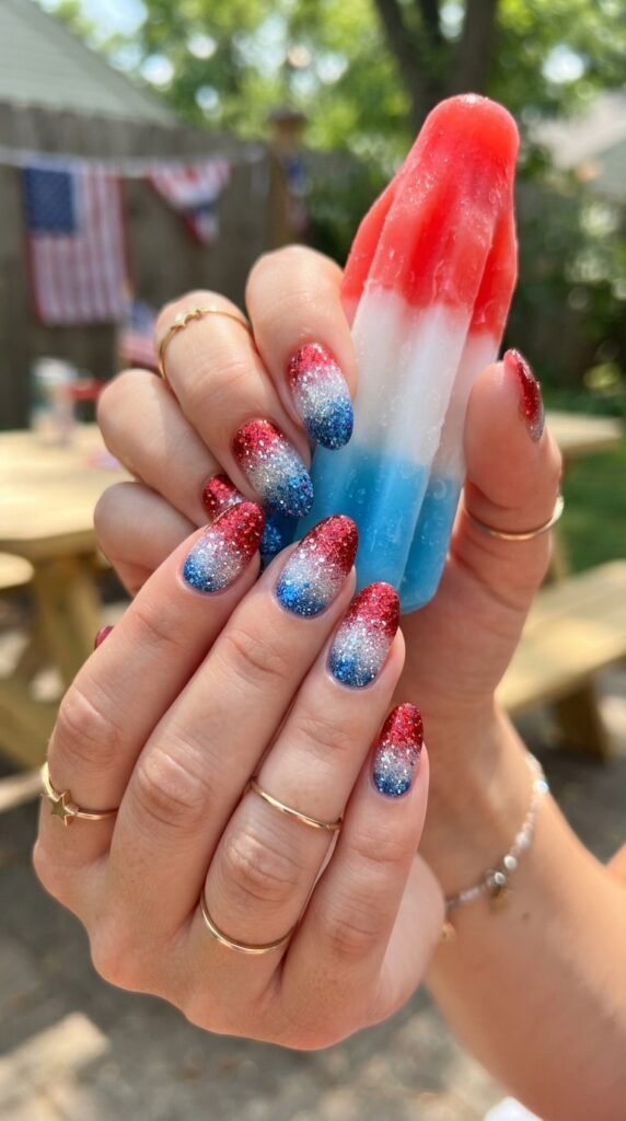 Glitter Fade Bomb Pop 4th Nails
