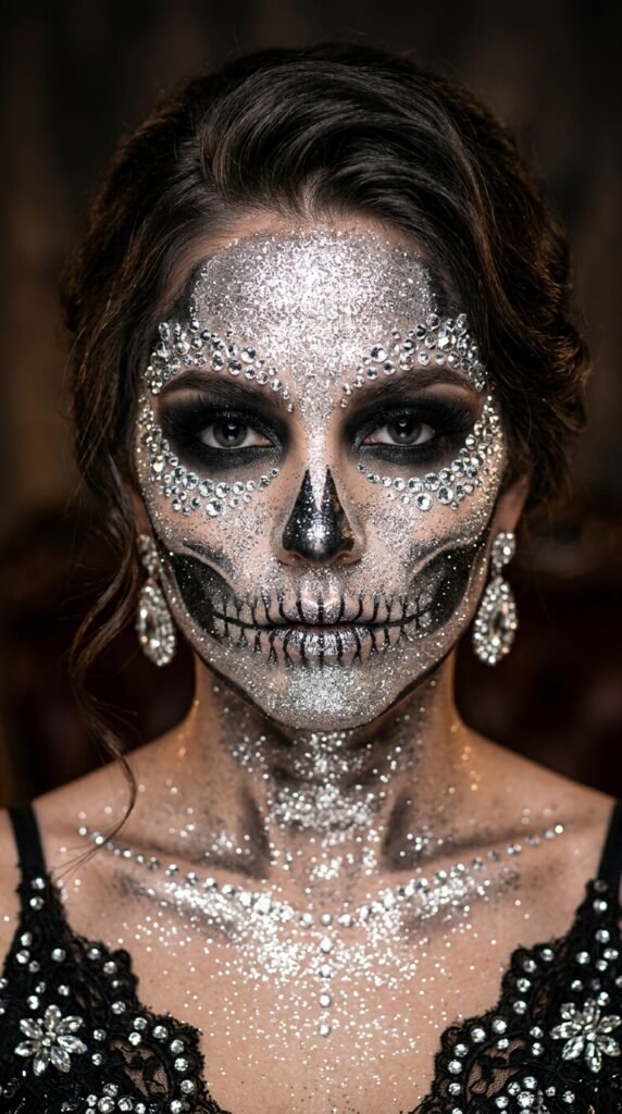 Glitter Skeleton Makeup Look