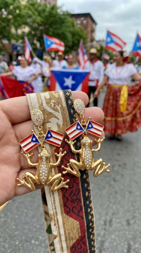 r.

3. Golden Coquí Frog Statement Earrings
