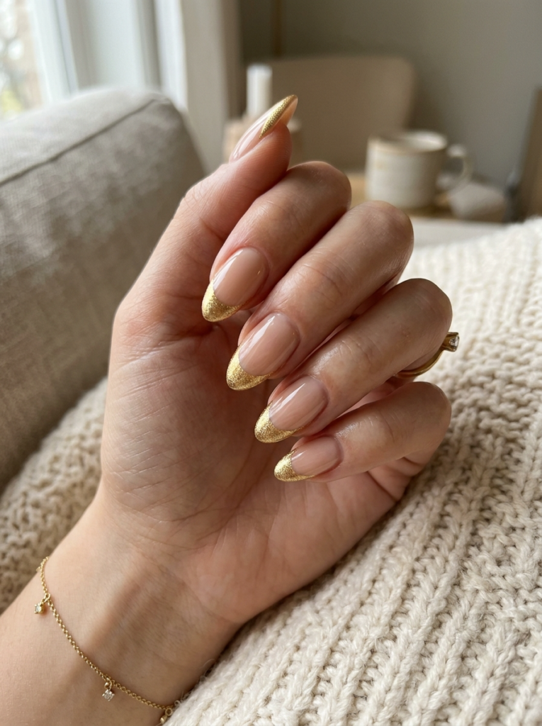 Golden French Tips Nail